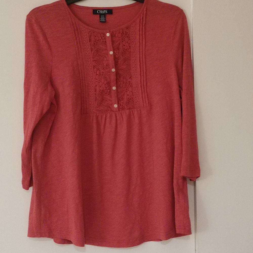 Chaps 3/4 Sleeve Casual Top (m)